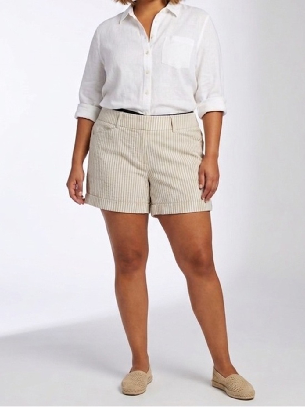 Torrid Striped Beige & White Shorts Size 20